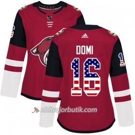 Dame Ishockey Arizona Coyotes Tröja Max Domi 16 Adidas 2017-2018 Röd USA Flag Fashion Authentic